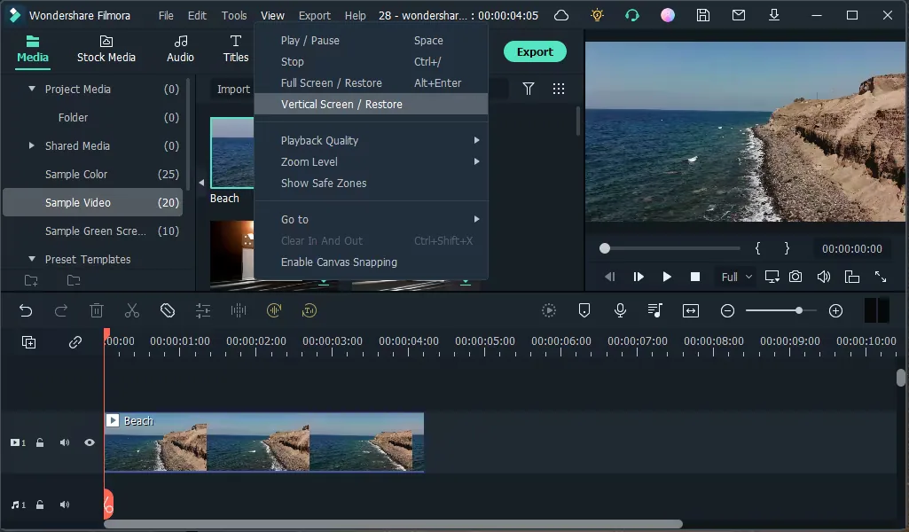 Wondershare Filmora editor interface showing a multi-track timeline with keyframe controls, effects panel on the left, and a video preview window